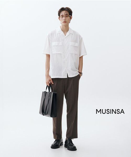 MUSINSA STANDARD（ムシンサスタンダード）の「シンセティックレザー レクタングルショルダートートバッグ_ミディアム [ブラック]（トートバッグ・レディース・その他・FREE）」の6枚目の写真
