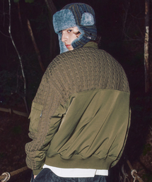 XTONZ（エクストーンズ）の「XJ127 ニットミックスド MA-1 ジャケット (カーキ)（MA-1）」