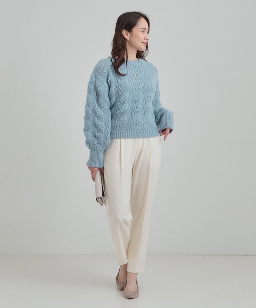 DRESKIP（ドレスキップ）の「【S-LL】ふんわり大人の 透かし編みニット（ニット/セーター・レディース・チャコールグレー/ブルー/アイボリー/ライトオレンジ系・01/02/03/04）」の15枚目の写真