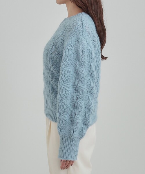 DRESKIP（ドレスキップ）の「【S-LL】ふんわり大人の 透かし編みニット（ニット/セーター・レディース・チャコールグレー/ブルー/アイボリー/ライトオレンジ系・01/02/03/04）」の22枚目の写真