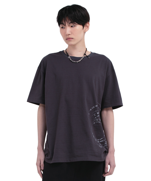 DEFGARMENTS（デフグラメンツ）の「STRIPE ROUTE T-SHIRTS（Tシャツ/カットソー・レディース・その他・MEDIUM/LARGE）」の4枚目の写真