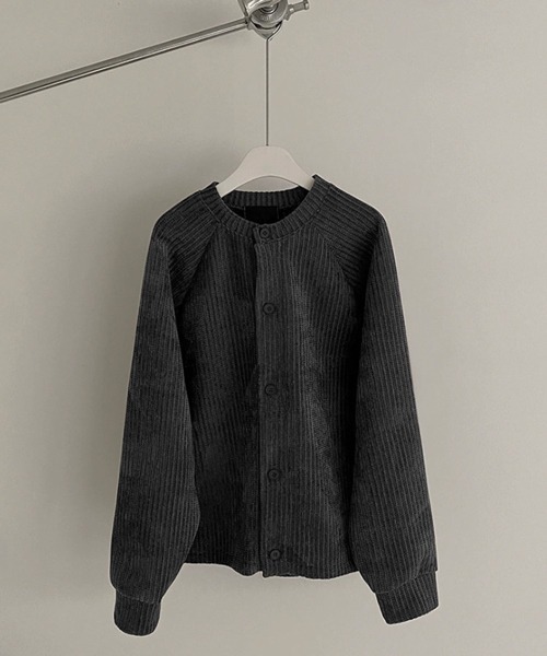 セール】【NOWLE】コーデュロイ ノーカラー クロップド ボタン