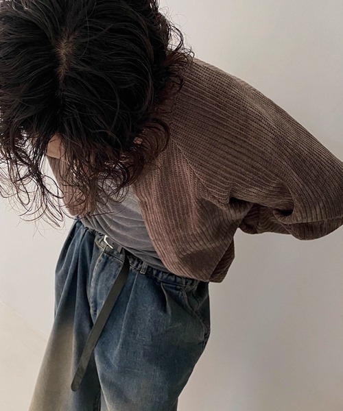 NOWLE(ノウル)の「【NOWLE】コーデュロイ ノーカラー クロップド ボタンジャケット(ノーカラージャケット・メンズ・ブラック/アッシュブラウン/ダークグレー・MEDIUM/LARGE/X-LARGE)」の14枚目の写真