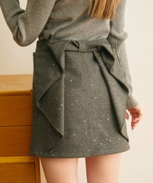 TITTY&CO.（ティティーアンドコー）の「バックリボンラメショートスカート（スカート）」