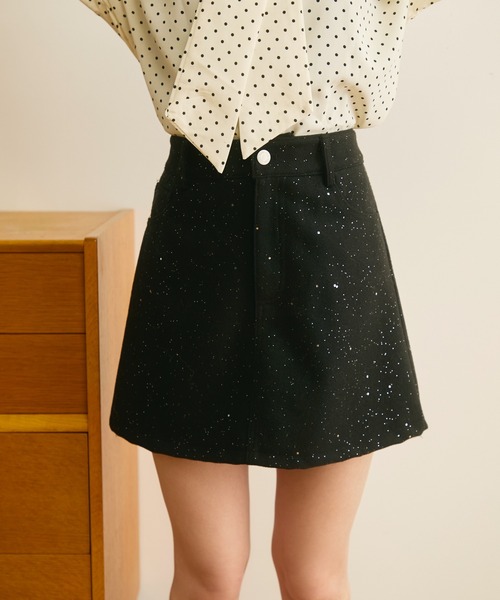 TITTY&CO.（ティティーアンドコー）の「バックリボンラメショートスカート（スカート・レディース・ブラック/グレー・SMALL/MEDIUM）」の20枚目の写真