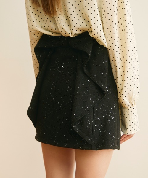 TITTY&CO.（ティティーアンドコー）の「バックリボンラメショートスカート（スカート・レディース・ブラック/グレー・SMALL/MEDIUM）」の18枚目の写真