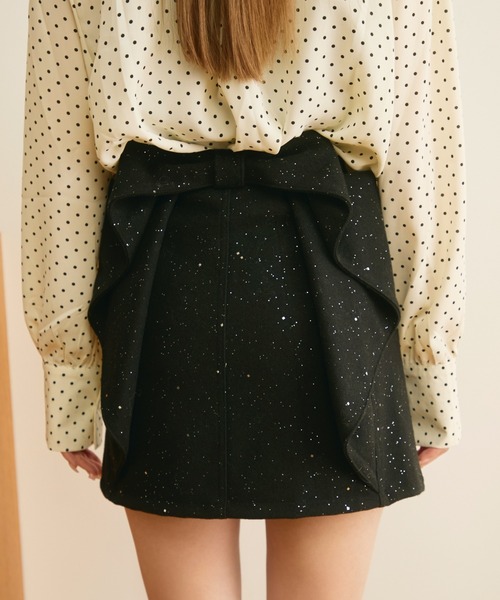 TITTY&CO.（ティティーアンドコー）の「バックリボンラメショートスカート（スカート・レディース・ブラック/グレー・SMALL/MEDIUM）」の19枚目の写真