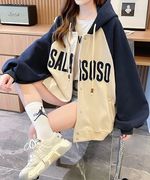 SallyLunn(サリーラン)の「ラグランスリーブフードジャケット(その他アウター・レディース・ネイビー/カーキ/ブラウン・LARGE/MEDIUM)」の22枚目の写真
