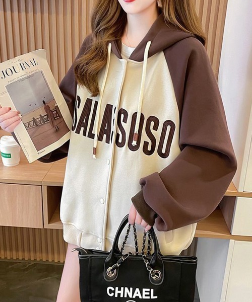 SallyLunn(サリーラン)の「ラグランスリーブフードジャケット(その他アウター・レディース・ネイビー/カーキ/ブラウン・LARGE/MEDIUM)」の17枚目の写真