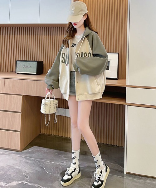SallyLunn(サリーラン)の「ラグランスリーブフードジャケット(その他アウター・レディース・ネイビー/カーキ/ブラウン・LARGE/MEDIUM)」の10枚目の写真