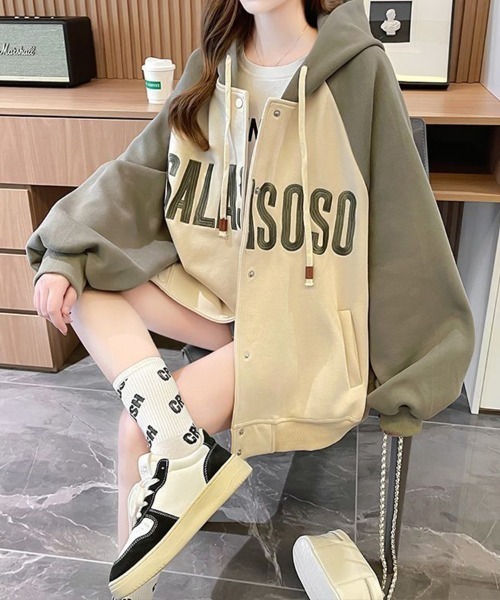 SallyLunn(サリーラン)の「ラグランスリーブフードジャケット(その他アウター・レディース・ネイビー/カーキ/ブラウン・LARGE/MEDIUM)」の15枚目の写真