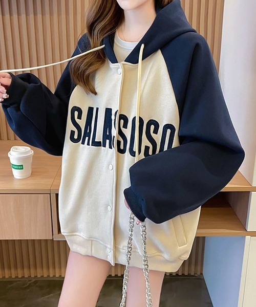 SallyLunn(サリーラン)の「ラグランスリーブフードジャケット(その他アウター・レディース・ネイビー/カーキ/ブラウン・LARGE/MEDIUM)」の7枚目の写真