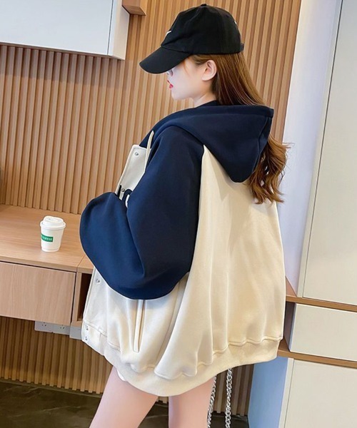 SallyLunn(サリーラン)の「ラグランスリーブフードジャケット(その他アウター・レディース・ネイビー/カーキ/ブラウン・LARGE/MEDIUM)」の8枚目の写真