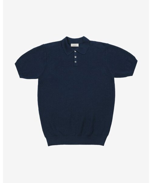 Texture Summer Polo Knit (Blue) — летнее вязаное поло, синий