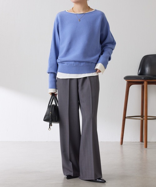 COLLAGE GALLARDAGALANTE（コラージュガリャルダガランテ）の「サテンサイドドロストTブラウス（シャツ/ブラウス・レディース・ダークブラウン/オフホワイト・FREE）」の11枚目の写真