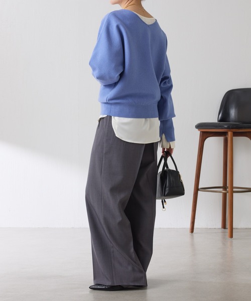 COLLAGE GALLARDAGALANTE（コラージュガリャルダガランテ）の「サテンサイドドロストTブラウス（シャツ/ブラウス・レディース・ダークブラウン/オフホワイト・FREE）」の16枚目の写真