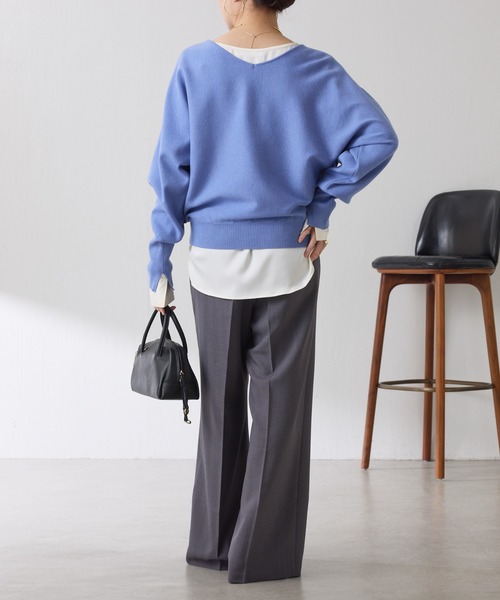 COLLAGE GALLARDAGALANTE（コラージュガリャルダガランテ）の「サテンサイドドロストTブラウス（シャツ/ブラウス・レディース・ダークブラウン/オフホワイト・FREE）」の17枚目の写真