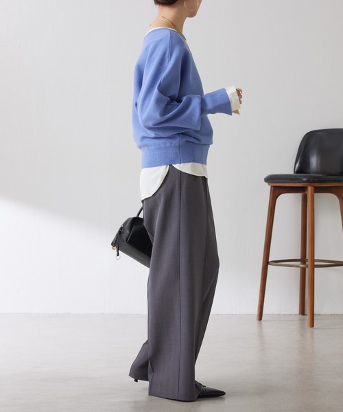 COLLAGE GALLARDAGALANTE（コラージュガリャルダガランテ）の「サテンサイドドロストTブラウス（シャツ/ブラウス・レディース・ダークブラウン/オフホワイト・FREE）」の18枚目の写真