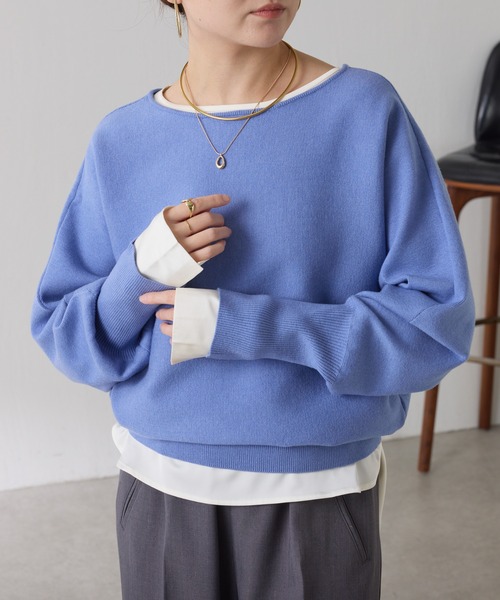 COLLAGE GALLARDAGALANTE（コラージュガリャルダガランテ）の「サテンサイドドロストTブラウス（シャツ/ブラウス・レディース・ダークブラウン/オフホワイト・FREE）」の12枚目の写真