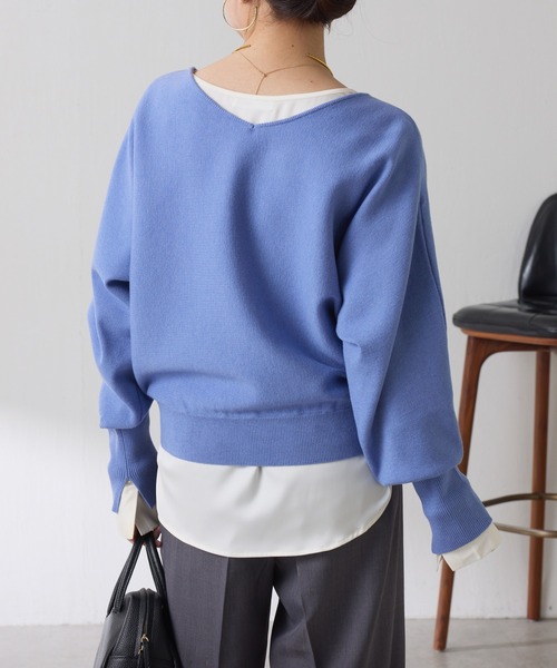 COLLAGE GALLARDAGALANTE（コラージュガリャルダガランテ）の「サテンサイドドロストTブラウス（シャツ/ブラウス・レディース・ダークブラウン/オフホワイト・FREE）」の14枚目の写真