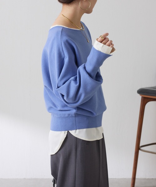 COLLAGE GALLARDAGALANTE（コラージュガリャルダガランテ）の「サテンサイドドロストTブラウス（シャツ/ブラウス・レディース・ダークブラウン/オフホワイト・FREE）」の15枚目の写真