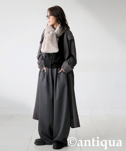antiqua(アンティカ)の「フェイクファー 3WAY ストールベスト(ベスト・レディース・グレー/ベージュ・ONESIZE)」の7枚目の写真