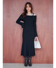 MERCURYDUO（マーキュリーデュオ）の「レース切替オフショルニットワンピース（ワンピース）」