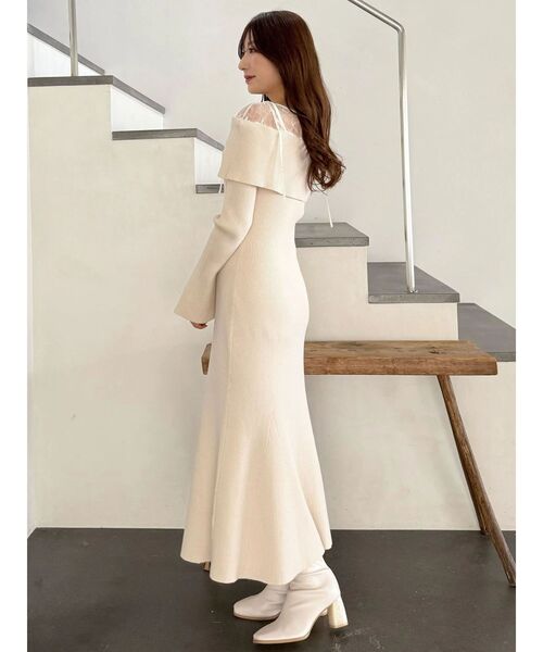 レース切替オフショルニットワンピース（ワンピース）｜MERCURYDUO