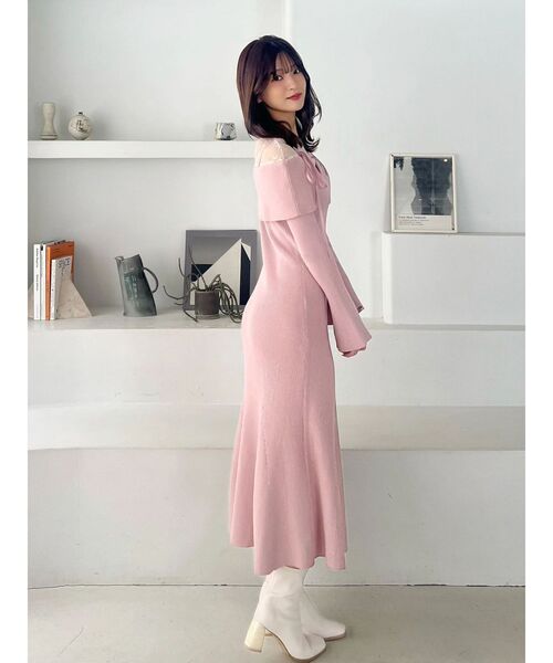 レース切替オフショルニットワンピース（ワンピース）｜MERCURYDUO