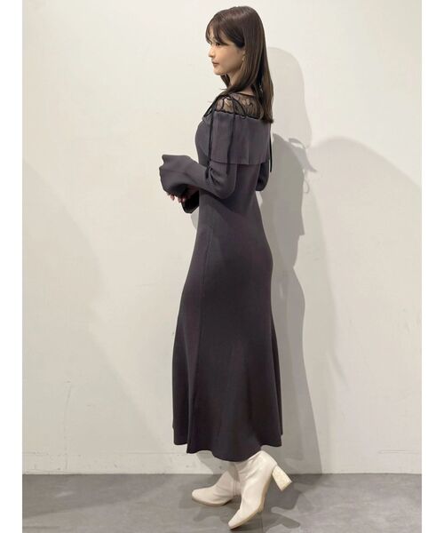 レース切替オフショルニットワンピース（ワンピース）｜MERCURYDUO