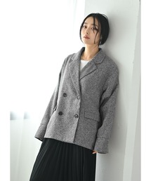 STYLE DELI（スタイルデリ）の「【BLK001】ツイード袖折り返しダブルジャケット（テーラードジャケット）」