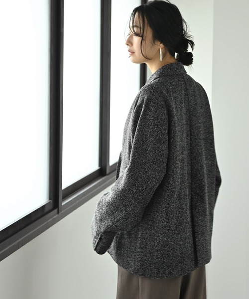 STYLE DELI(スタイルデリ)の「【BLK001】ツイード袖折り返しダブルジャケット(テーラードジャケット・レディース・グレー/ブラック・FREE)」の12枚目の写真