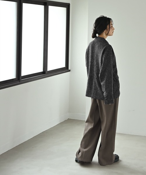 STYLE DELI(スタイルデリ)の「【BLK001】ツイード袖折り返しダブルジャケット(テーラードジャケット・レディース・グレー/ブラック・FREE)」の14枚目の写真
