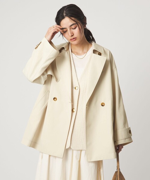 green label relaxing（グリーンレーベルリラクシング）の「［size SHORTあり］ミドル トレンチ コート 撥水（トレンチコート・レディース・オフホワイト/ベージュ/ネイビー・SHORT/36/38）」の2枚目の写真