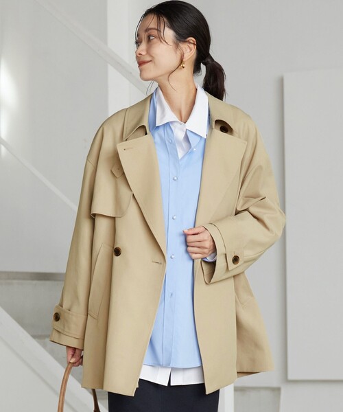 green label relaxing（グリーンレーベルリラクシング）の「［size SHORTあり］ミドル トレンチ コート 撥水（トレンチコート・レディース・オフホワイト/ベージュ/ネイビー・SHORT/36/38）」の4枚目の写真