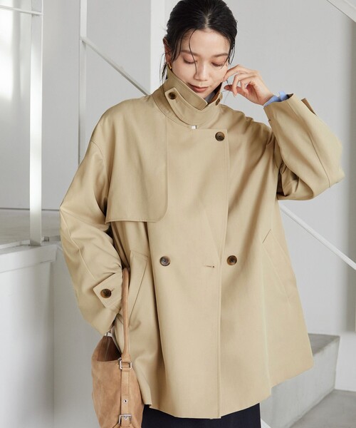 green label relaxing（グリーンレーベルリラクシング）の「［size SHORTあり］ミドル トレンチ コート 撥水（トレンチコート・レディース・オフホワイト/ベージュ/ネイビー・SHORT/36/38）」の6枚目の写真