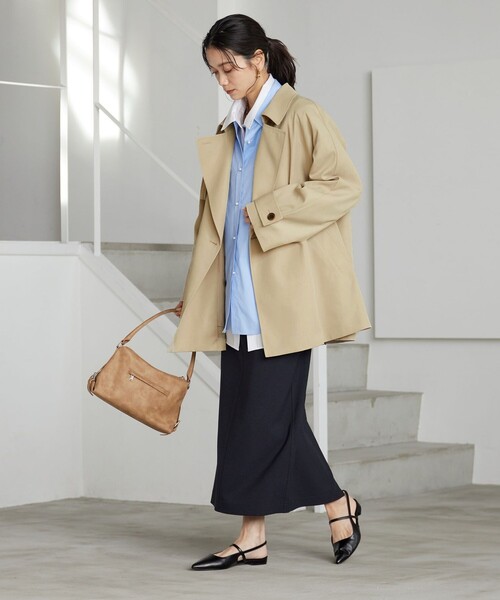 green label relaxing（グリーンレーベルリラクシング）の「［size SHORTあり］ミドル トレンチ コート 撥水（トレンチコート・レディース・オフホワイト/ベージュ/ネイビー・SHORT/36/38）」の9枚目の写真