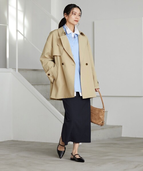 green label relaxing（グリーンレーベルリラクシング）の「［size SHORTあり］ミドル トレンチ コート 撥水（トレンチコート・レディース・オフホワイト/ベージュ/ネイビー・SHORT/36/38）」の10枚目の写真