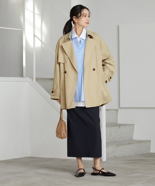 green label relaxing（グリーンレーベルリラクシング）の「［size SHORTあり］ミドル トレンチ コート 撥水（トレンチコート・レディース・オフホワイト/ベージュ/ネイビー・SHORT/36/38）」の11枚目の写真