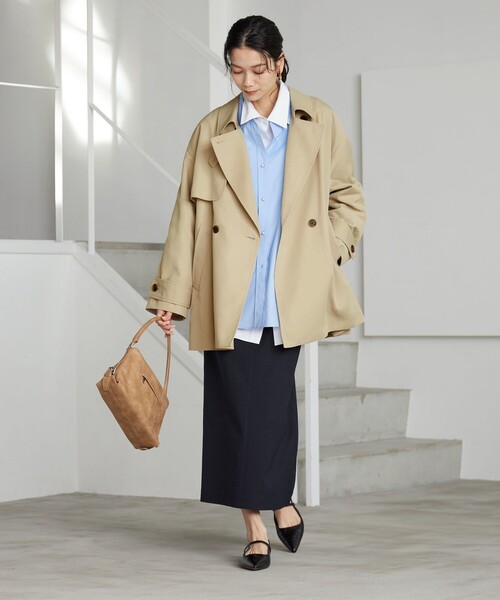 green label relaxing（グリーンレーベルリラクシング）の「［size SHORTあり］ミドル トレンチ コート 撥水（トレンチコート・レディース・オフホワイト/ベージュ/ネイビー・SHORT/36/38）」の12枚目の写真
