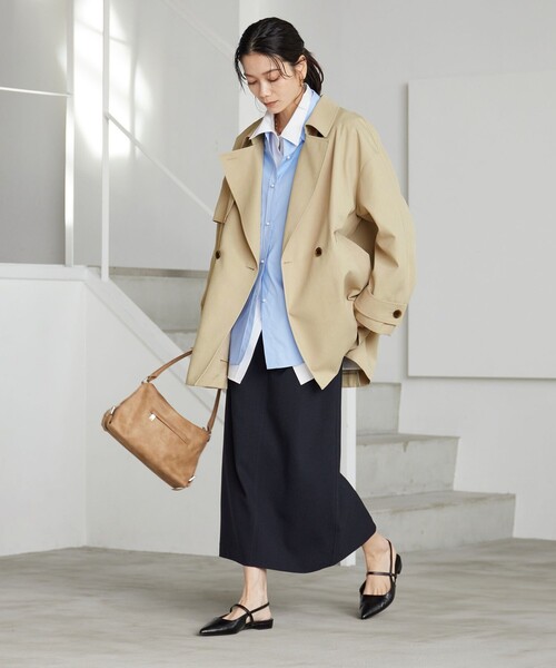 green label relaxing（グリーンレーベルリラクシング）の「［size SHORTあり］ミドル トレンチ コート 撥水（トレンチコート・レディース・オフホワイト/ベージュ/ネイビー・SHORT/36/38）」の13枚目の写真