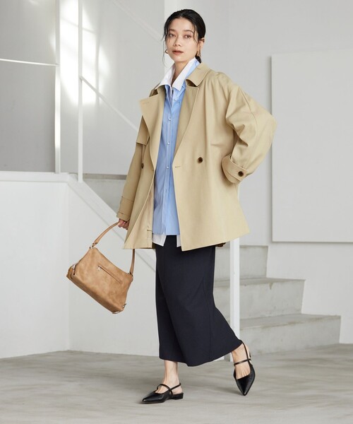 green label relaxing（グリーンレーベルリラクシング）の「［size SHORTあり］ミドル トレンチ コート 撥水（トレンチコート・レディース・オフホワイト/ベージュ/ネイビー・SHORT/36/38）」の14枚目の写真