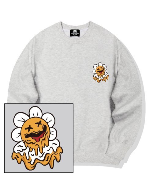 MELTING DAISY LOGO Crew Neck - White