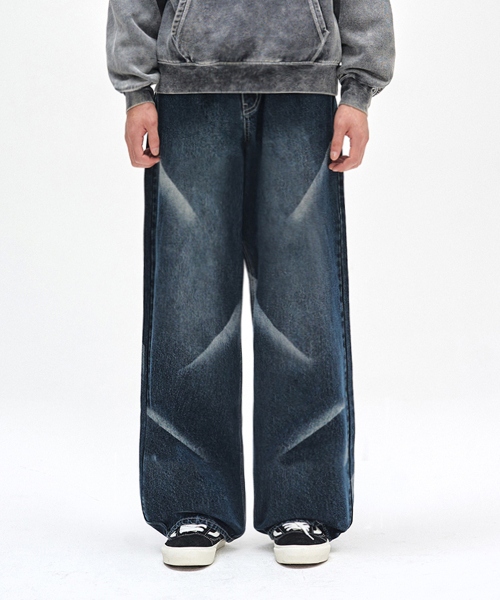 DECET(デケト)の「Diagonal Bleach Wide Jeans DCPT048DBlueA(デニムパンツ・レディース・その他・26/28/30/32/34)」の4枚目の写真