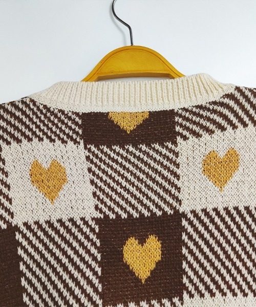 YUEQIQI ハート柄ニットベスト S YUEQIQI ハート柄ニットベスト S