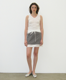 RAW CUT LAYERED SKIRT, GRAY