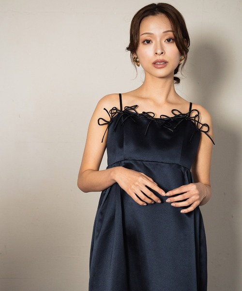 girl(ガール)の「リボンパフィーボリュームドレス 結婚式 ワンピース パーティードレス オケージョンドレス お呼ばれ 二次会 成人式 同窓会 謝恩会(ドレス・レディース・ネイビー/ブラック・S/L/M)」の4枚目の写真