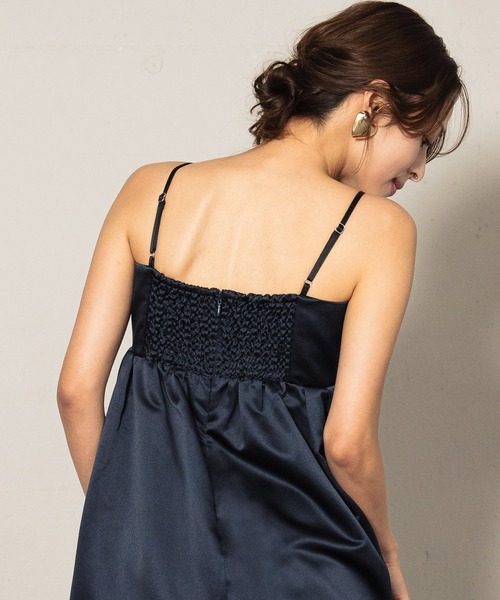 girl(ガール)の「リボンパフィーボリュームドレス 結婚式 ワンピース パーティードレス オケージョンドレス お呼ばれ 二次会 成人式 同窓会 謝恩会(ドレス・レディース・ネイビー/ブラック・S/L/M)」の7枚目の写真