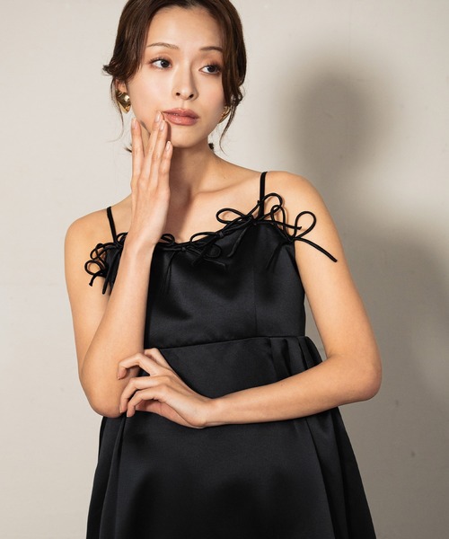 girl(ガール)の「リボンパフィーボリュームドレス 結婚式 ワンピース パーティードレス オケージョンドレス お呼ばれ 二次会 成人式 同窓会 謝恩会(ドレス・レディース・ネイビー/ブラック・S/L/M)」の10枚目の写真
