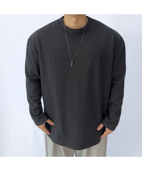 PACIENCIA(パシエンシア)の「無地オーバーサイズ長袖(Tシャツ/カットソー・メンズ・ホワイト/ライトグレー/ブラック/グレー/チャコール・LARGE/XX-LARGE/MEDIUM/X-LARGE)」の5枚目の写真